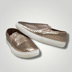 Bronze Metallic Memory Foam Vented Laceless Loafers Size 6 Time and Tru